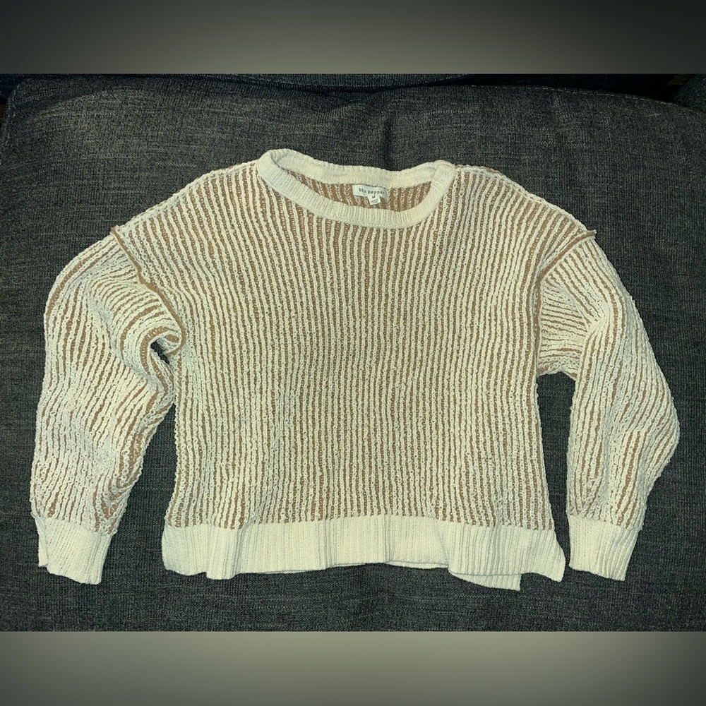 Blu Pepper Beige and Cream Knit Sweater